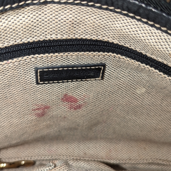 Vintage Dooney and Bourke Black Leather Gray Canvas Crossbody/Wristlet Bag - Picture 2 of 10